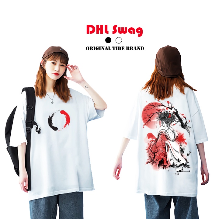 Áo phông tay lỡ unisex DHL thun nam nữ form rộng oversize phong cách ulzzang tee basi