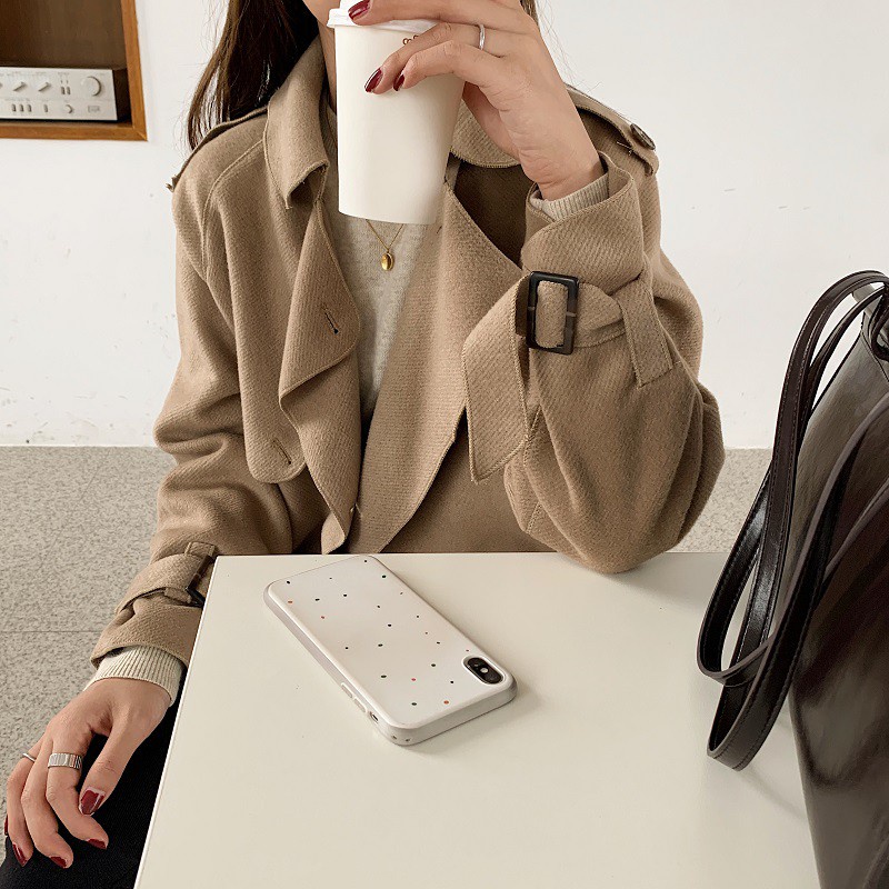 Áo khoác dạ len ép dáng dài phong cách Hàn quốc thu đông