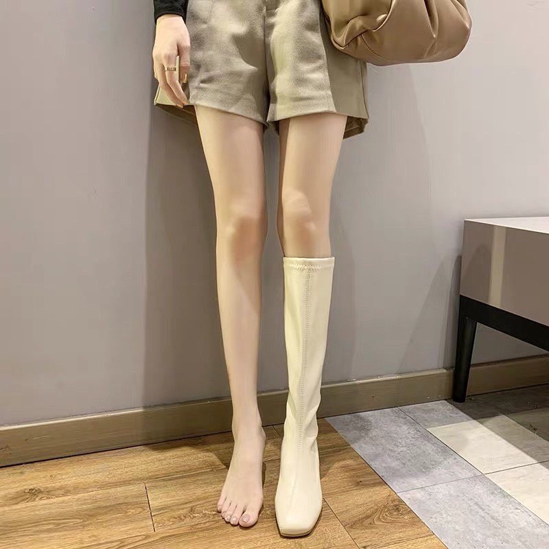 Bốt - Boots đùi da cao 5p hot hit hàng khóa kéo, lót lông ấm hàng sẵn
