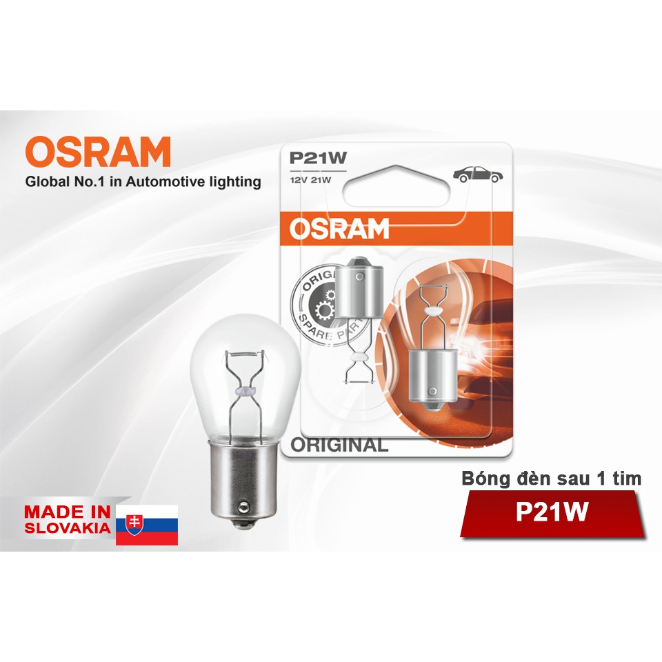 [Mã BMBAU50 giảm 10% đơn 99k] Combo 2 Bóng Đèn Sau 1 Tim OSRAM Original P21W 12V 21W (Chân Thẳng) Nhập Khẩu Chính Hãng