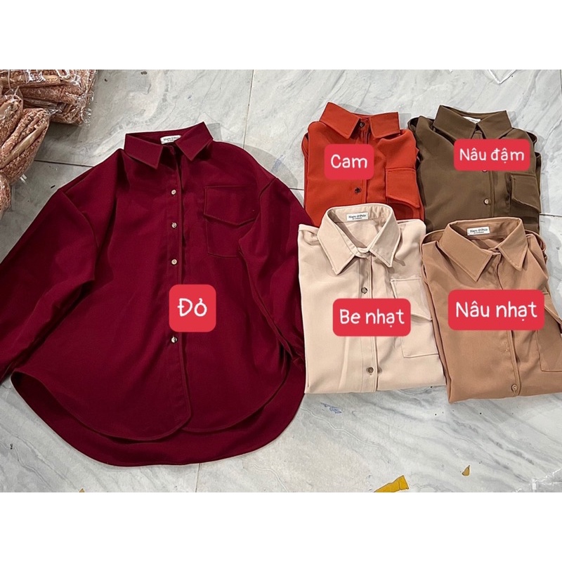[Mã FAMARAL1 giảm 10K đơn 50K] Áo sơ mi đỏ oversize 1 túi - sơ mi đỏ diện tết