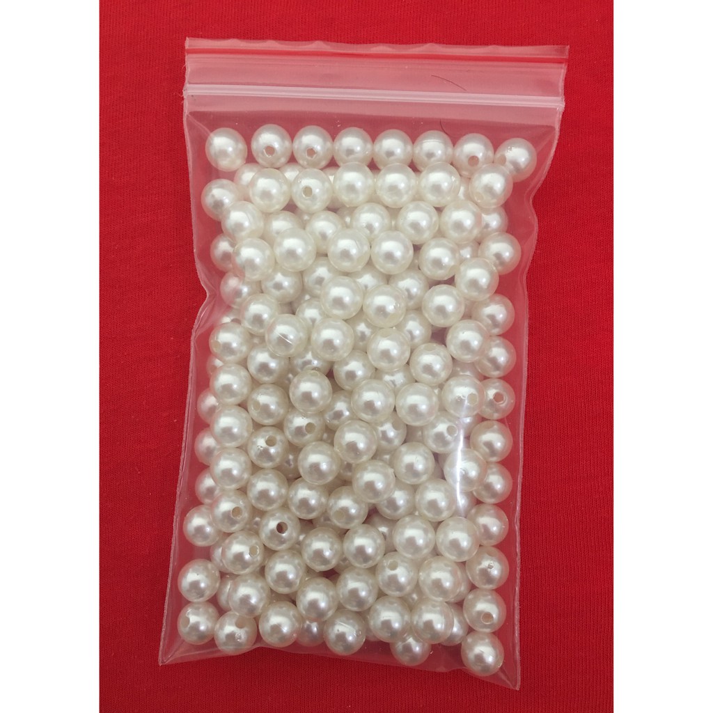 Hạt bẹt nhựa giả ngọc trai 8-10 ly (8-10mm) gói 50gram
