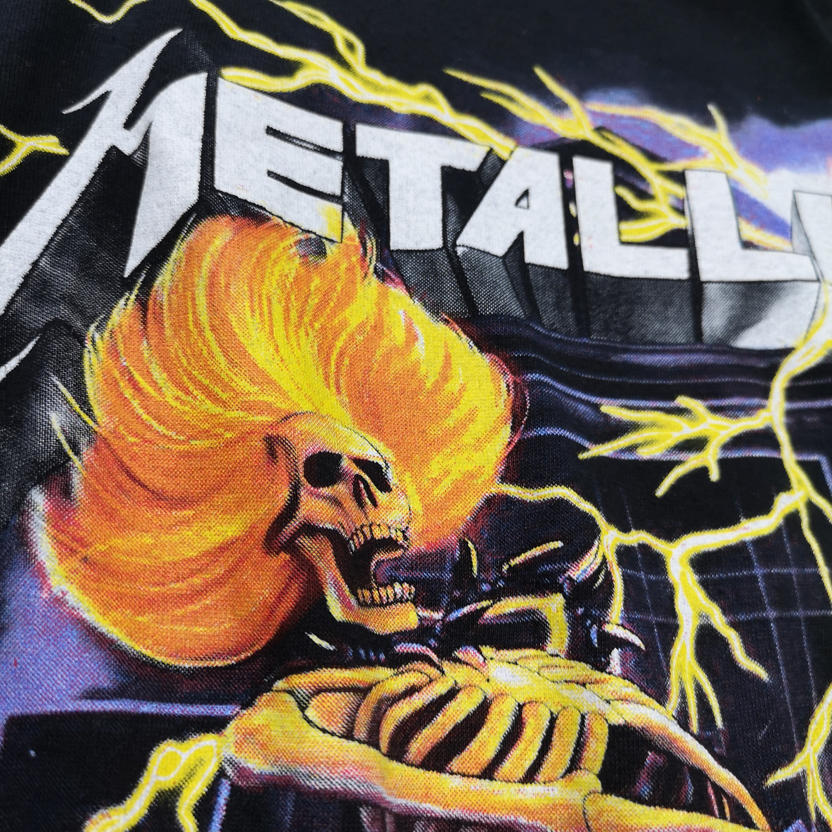 (Spot) Metalicat Death Rock Metal Retro Cotton T-shirt Hip Hop Short Sleeve Skeleton Peng Net Red Talking Singer