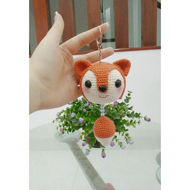 Móc khóa thú len hỏa hồ ly siêu hot - Móc khóa hồ ly - Móc khóa cáo - Móc khóa Handmade - Nhất vĩ hồ