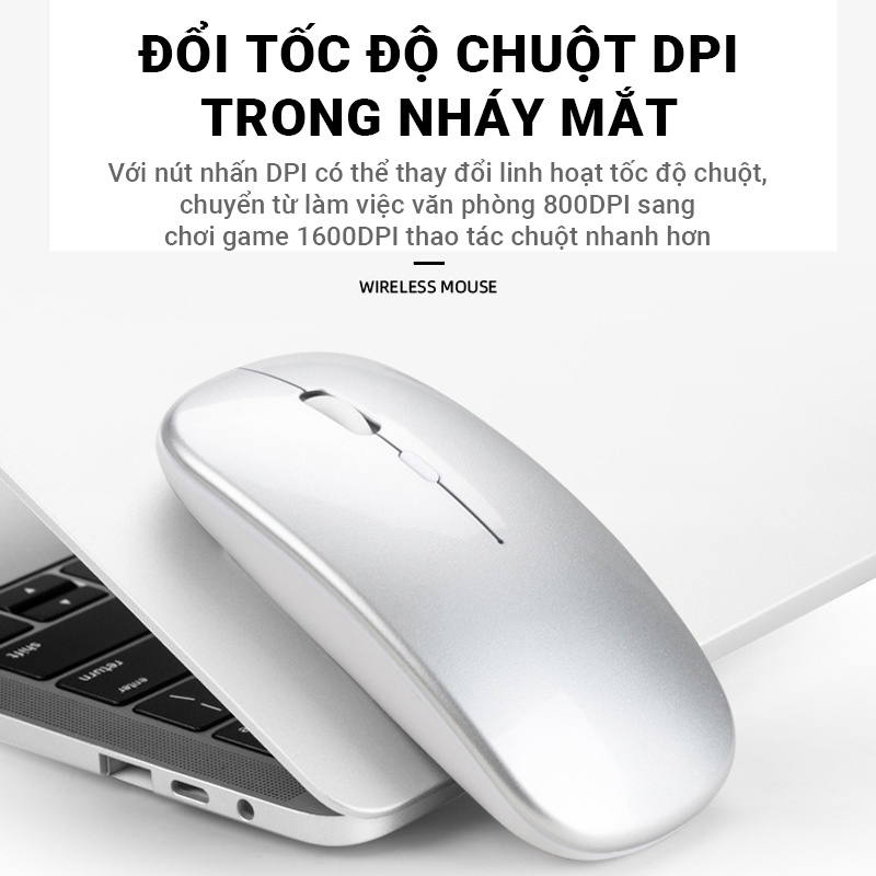 Chuột không dây chơi game làm việc văn phòng đều được có thể sạc pin mini nhỏ gọn dễ mang theo K1