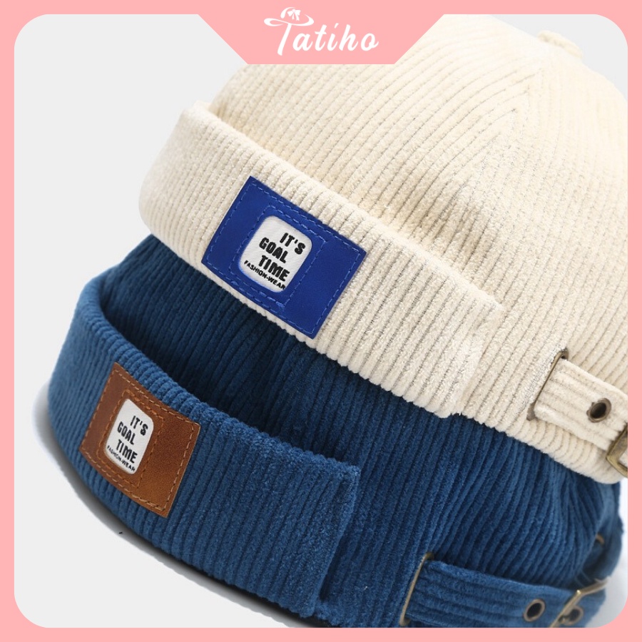 Mũ Miki Hat (Nón Tròn Dưa Hấu) Không Vành Nhung Cao Cấp Unisex Phong Cách Nhật Bản - Tatiho - Mã NV035