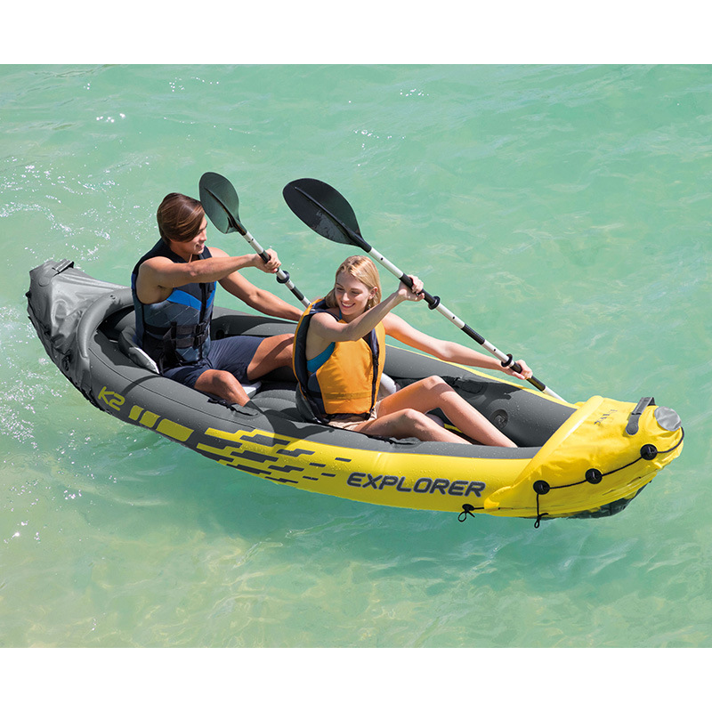 INTEX Thuyền Kayak 2 người Bơm hơi Thuyền Kayak Thuyền bè bằng nhôm Chèo thuyền bè để câu cá Thể thao chuyên