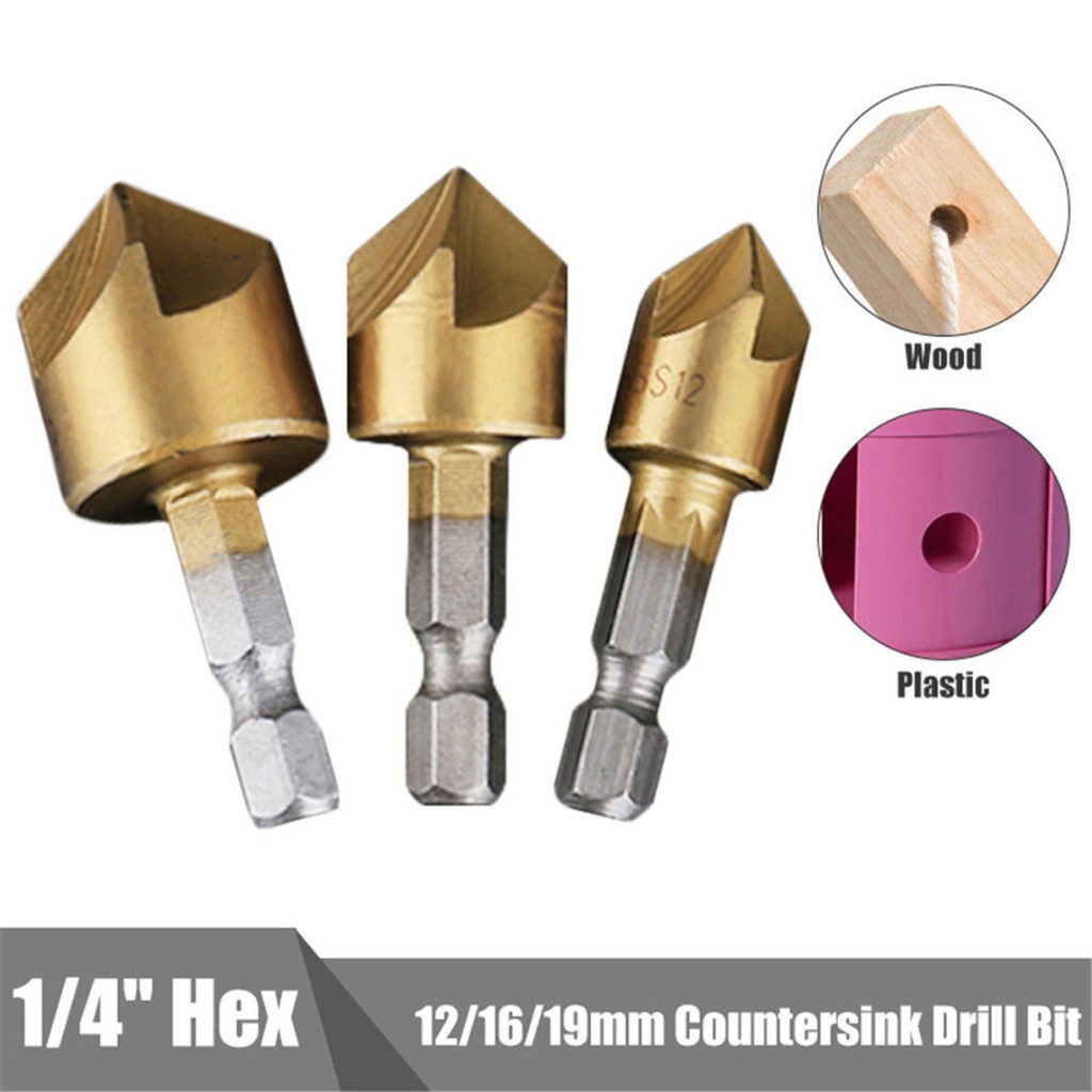 Bộ 3 mũi khoan 1/4" bằng thép cacbon chất lượng cao