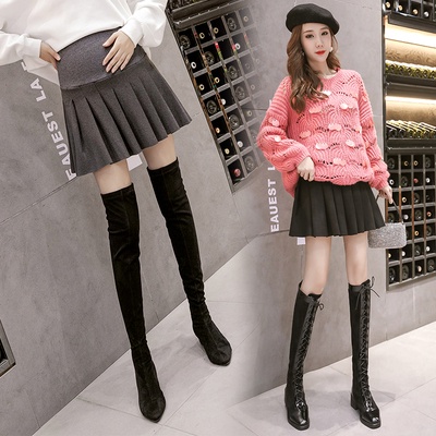 Chân Váy Ngắn Xếp Ly Thời Trang Thu Đông Cho Phụ Nữ Mang Thai