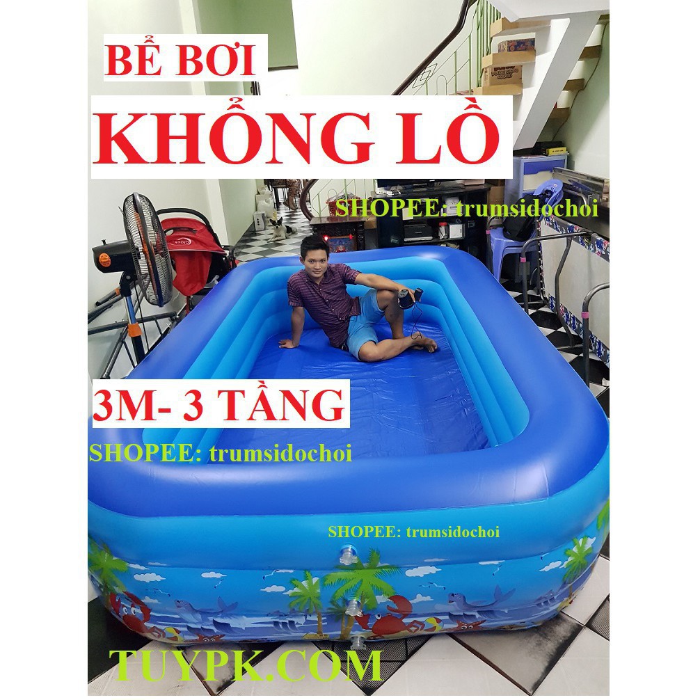 Bể bơi cho bé 𝑭𝑹𝑬𝑬𝑺𝑯𝑰𝑷 Mẫu siêu to 2m6-3 tầng, 3m-3 tầng TẶNG BỘ VÁ PHAO