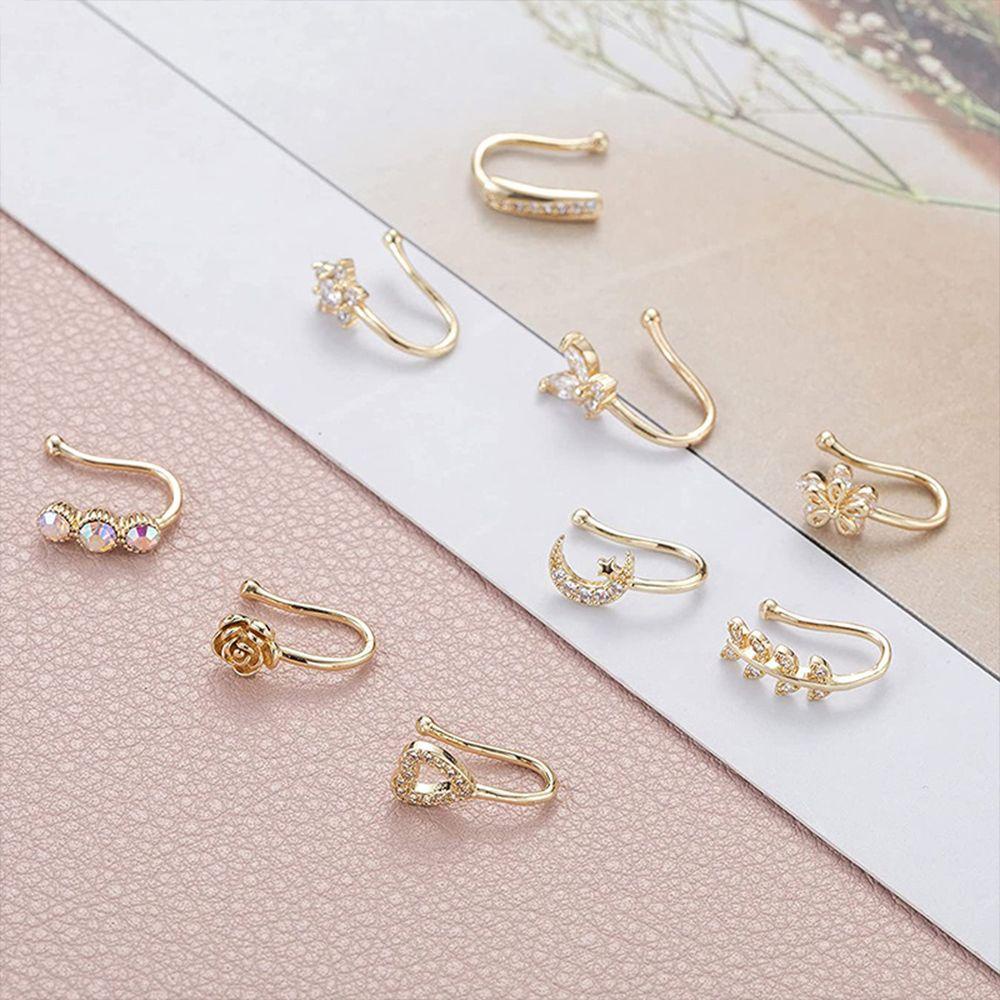 Bộ 1 9 Khuyên Mũi Không Xỏ Họa Tiết Hoa