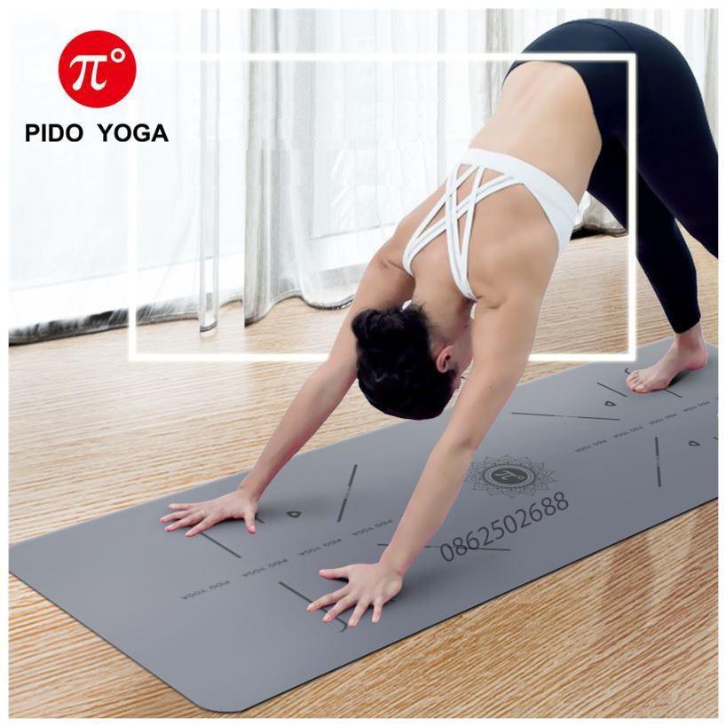 Thảm tập Yoga định tuyến Cao su tự nhiên PIDO PU cao cấp - Tặng kèm túi đựng và đai buộc