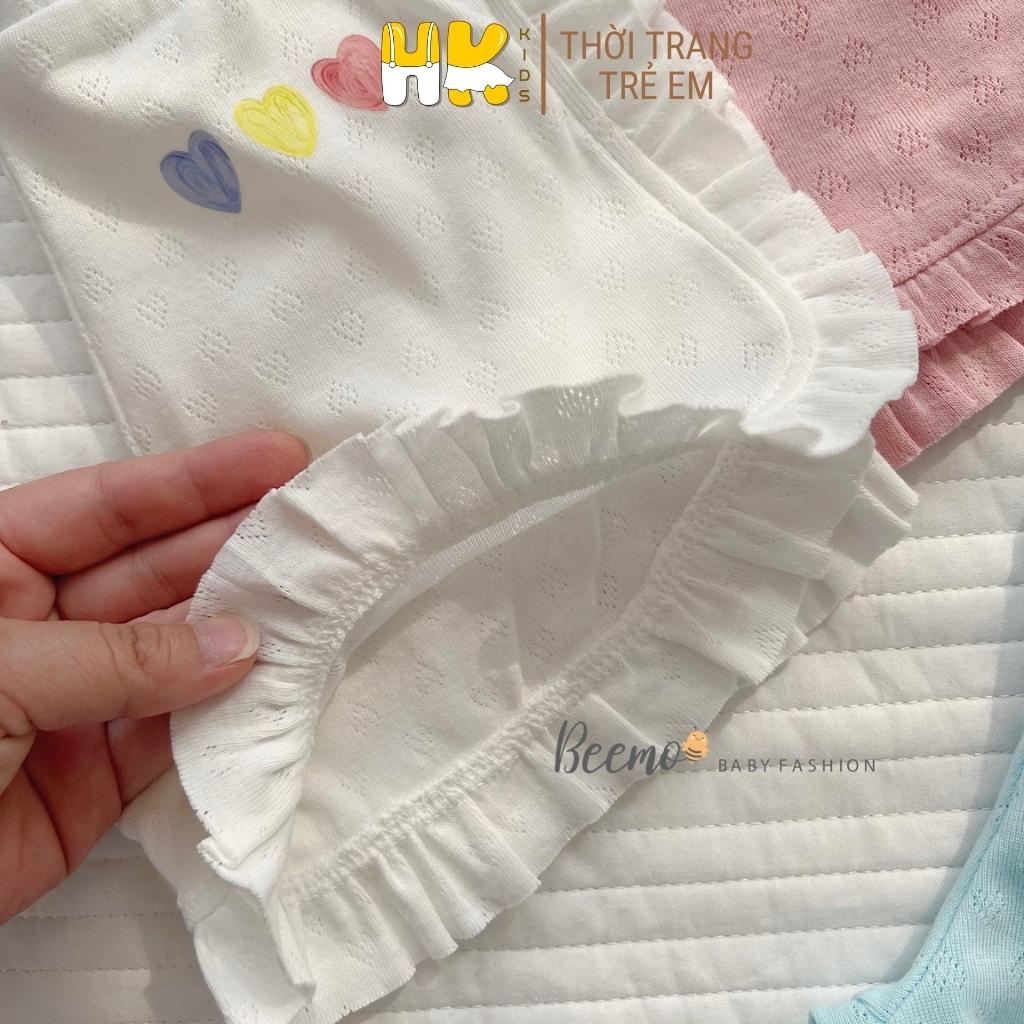 Quần đùi cho bé gái HK KIDS, quần sooc thun cộc chất cotton lỗ thoáng mát hàng cao cấp cho bé từ 8-22 kg