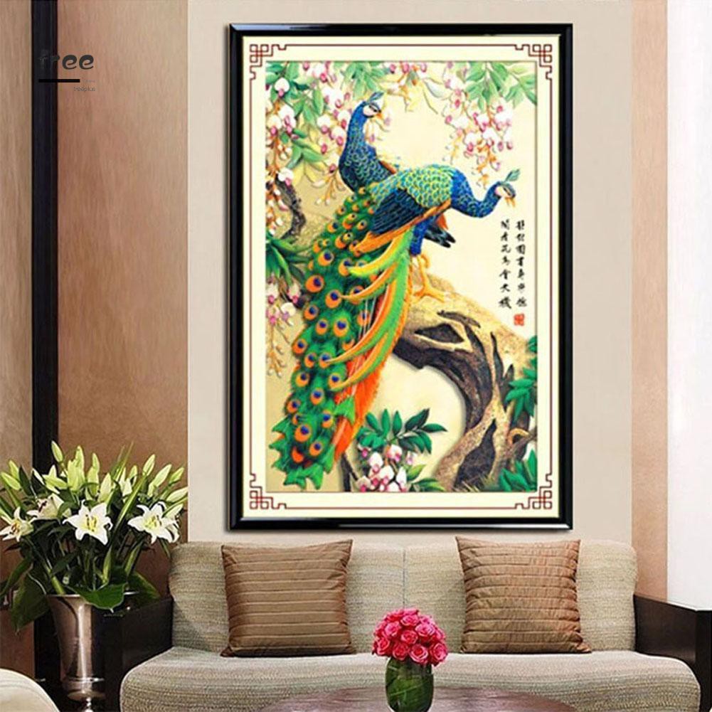 Bộ Tranh Đính Đá 5d DIY Hình Chim Công Cá Tính