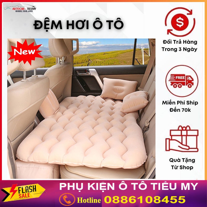 Đệm hơi ô tô Nệm hơi đệm hơi xe hơi giường đệm văn phòng cao cấp có vách tựa an toàn 2 bên - gôm đệm gối bơm miếng vá