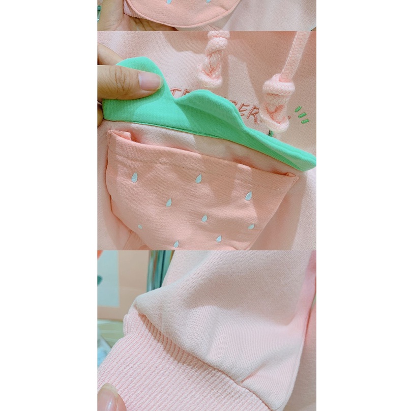 Áo Hoodie Tay Dài In Hình Dâu Tây Dễ Thương Thời Trang Mùa Thu 2022 Cho Bé Gái