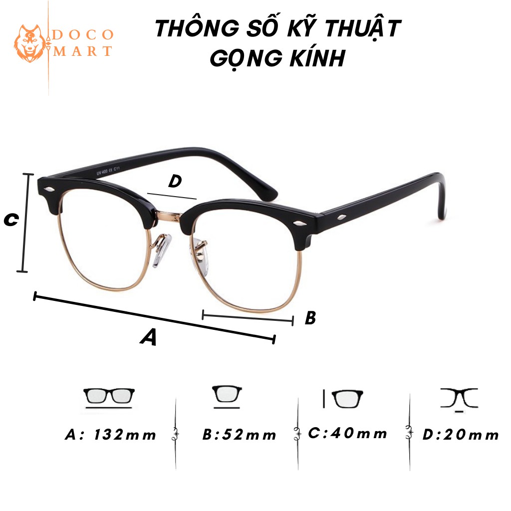 Gọng kính cận nam nữ DOCO MART M237 mắt kính cận tròn viền kim loại cao cấp không gỉ | BigBuy360 - bigbuy360.vn