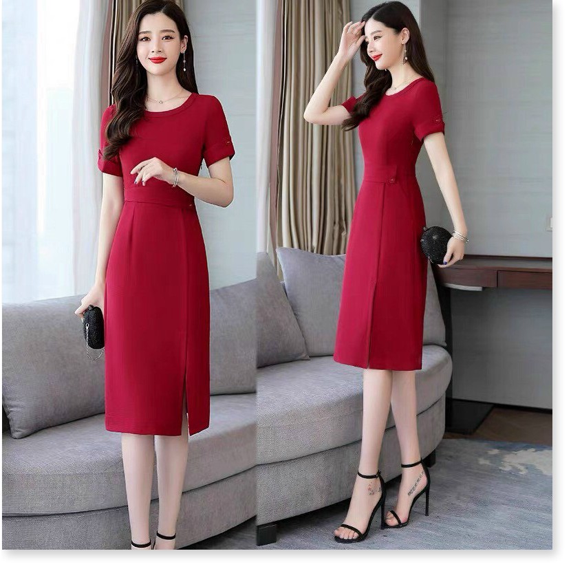 Đầm Suông Nắp Lật Phối Nút Eo Cách Điệu Dự Tiệc Phối Hợp Công Sở Siêu Sang