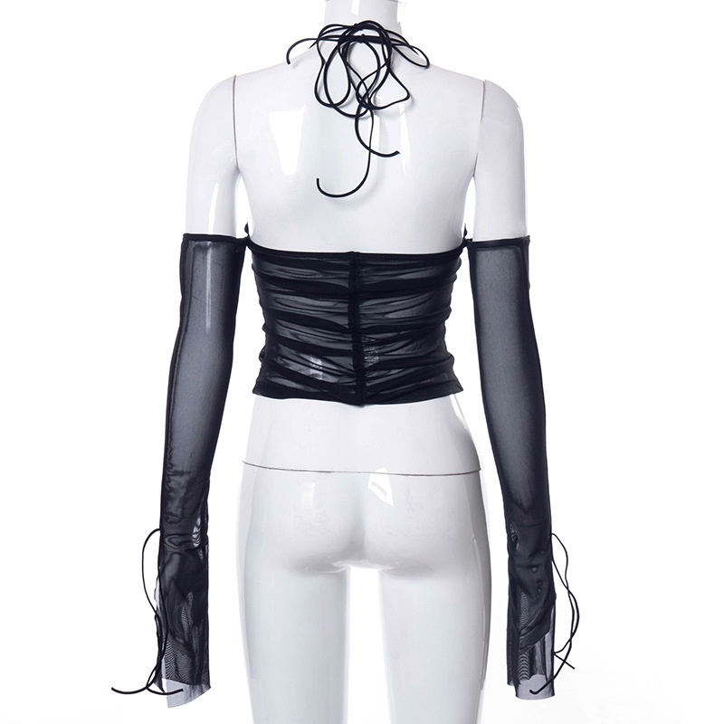 DUNEA Áo Kiểu Cổ Yếm Phối Ren Thiết Kế Mới Quyến Rũ Thời Trang Dành Cho Nữ