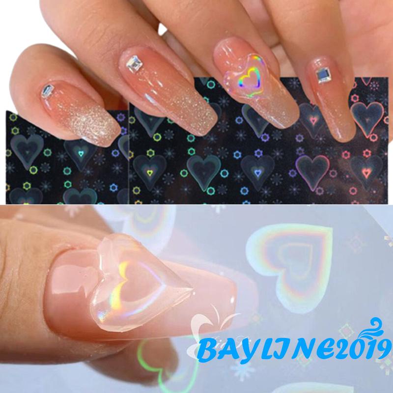 [Hàng mới về] Miếng dán trang trí móng tay hình trái tim nhiều màu sắc thời trang