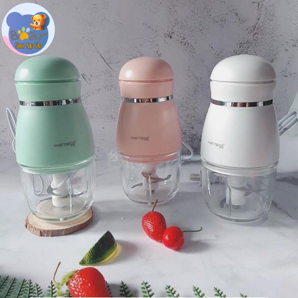 Máy Xay Hattiecs Đa Năng Phục Vụ Cho Bé Ăn Dặm, Dung Tích 300Ml (Xay Thịt, Rau Củ Quả, Sinh Tố...) - Bh 18 Tháng