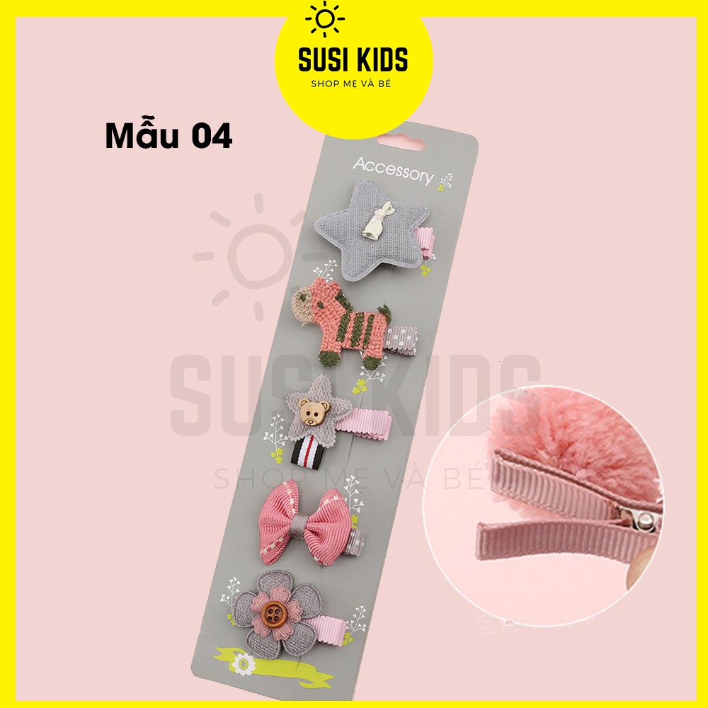 Set 5 Kẹp Tóc Cho Bé Gái Phong Cách Hàn Quốc Siêu Đáng Yêu