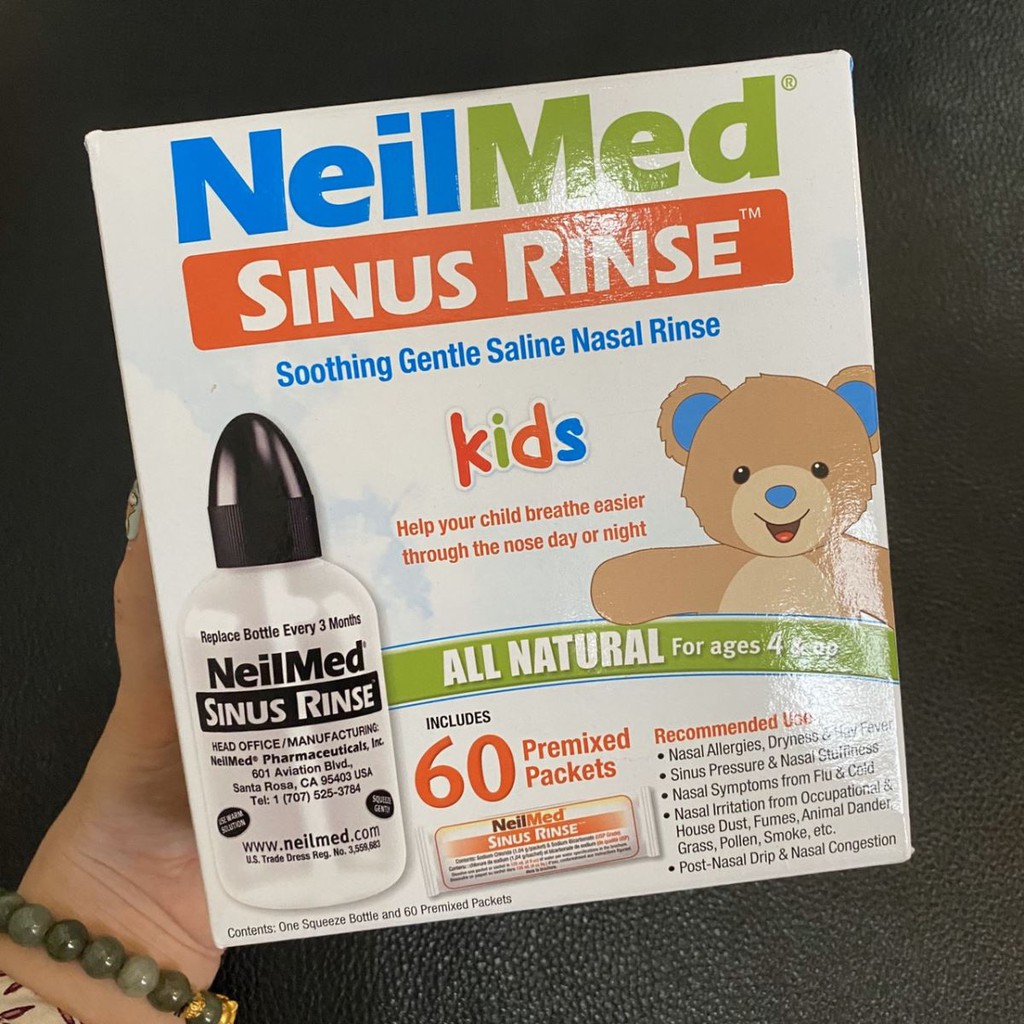 [Có Tách lẻ] Bình rửa mũi Neilmed trẻ em kèm 60 gói muối