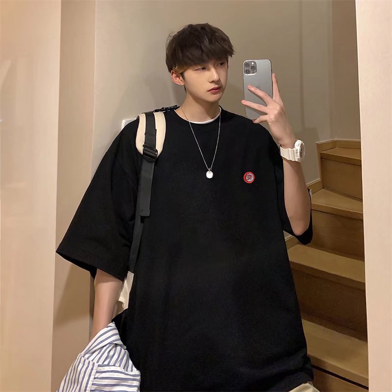 Áo Thun Tay Ngắn Dáng Rộng Mềm Mại Thêu Họa Tiết Thời Trang Mùa Hè Cho Nam