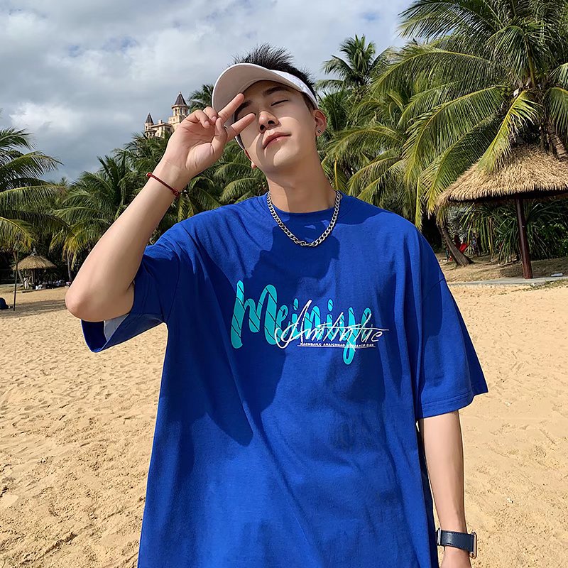 Áo Thun Tay Ngắn Dáng Rộng In Chữ Phong Cách Hip Hop Hàn Quốc Thời Trang Mùa Hè Cho Nam size M-8XL