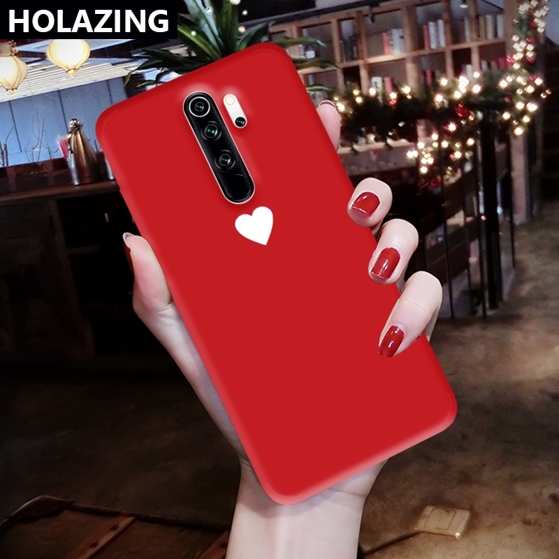 Ốp điện thoại họa tiết trái tim màu đỏ đen trơn cho Xiaomi Redmi Note 8 Pro 8T 8A K20 7 7A 6 5