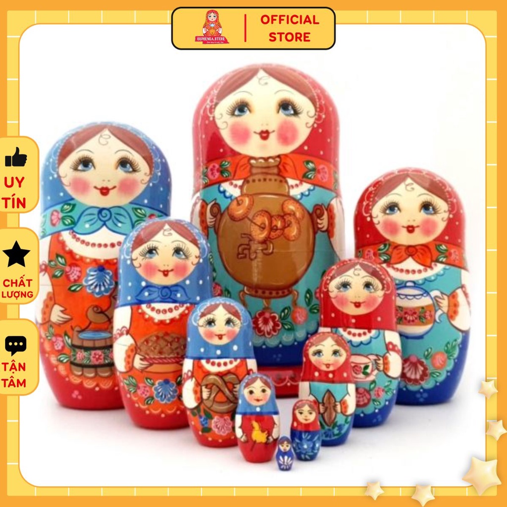 BÚP BÊ NGA MATRYOSHKA BỘ 10 CON, 15 CAO CẤP - QUÀ TẶNG TỪ NƯỚC NGA!