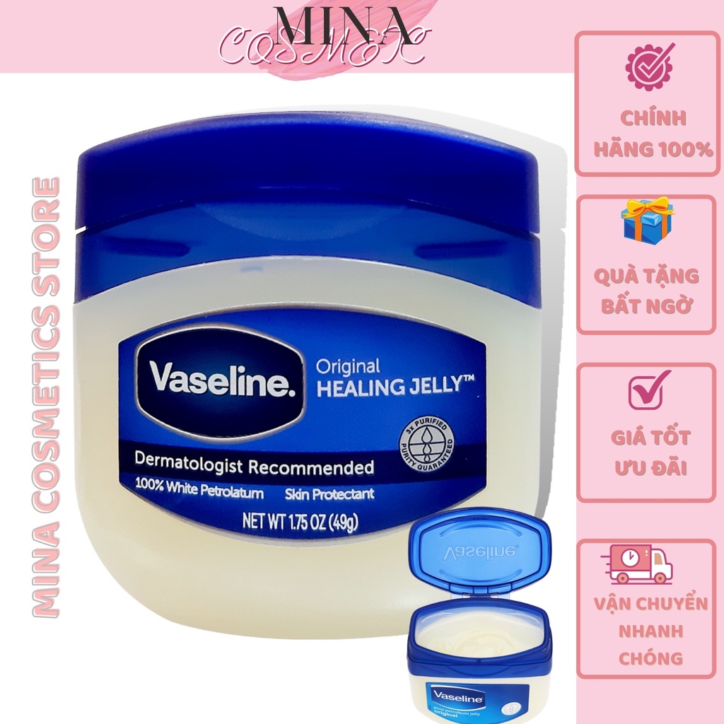 Vaseline dưỡng ẩm [Da mịn màng 100%_Hàng Auth] Sáp dưỡng da đa năng Vaseline 49g Original của Mỹ