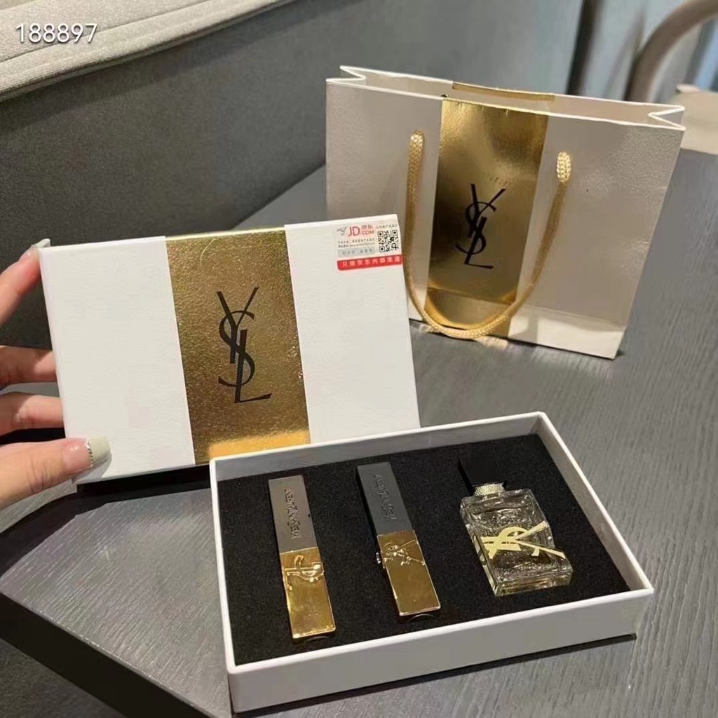 Ysl Saint Laurent Bộ 3 Món Son Môi + Nước Hoa Dập Nổi
