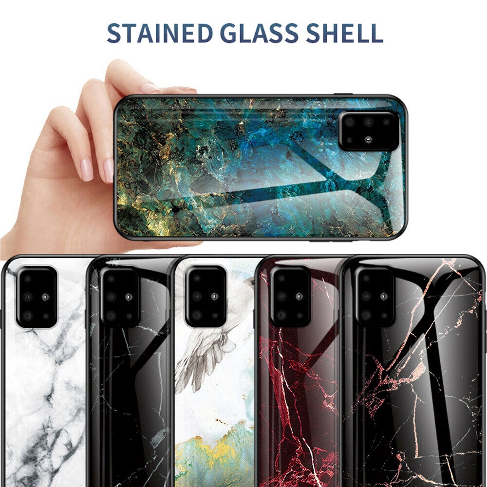 Ốp điện thoại cường lực họa tiết vân đá cho Samsung Galaxy A51 A71