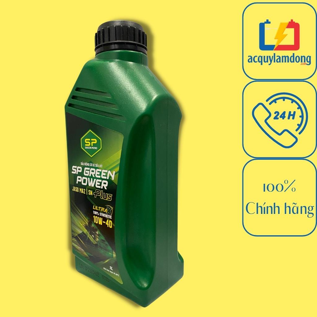 DẦU NHỚT XE SỐ 800ML/ 1L SP GREEN POWER PLUS SN 10W-40 - 100% SYNTHETIC dùng cho xe số,xe côn tay. 100% dầu gốc tổng hợp