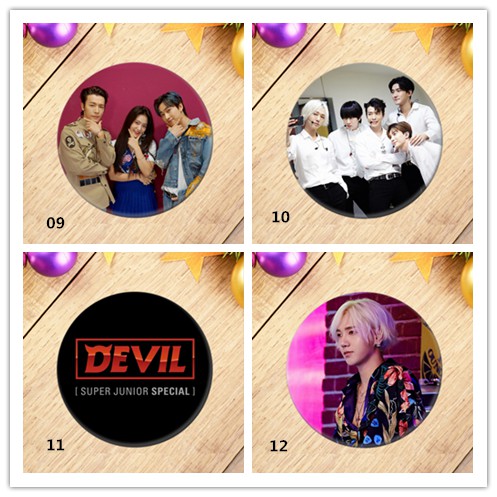 Huy hiệu tròn họa tiết Super Junior
