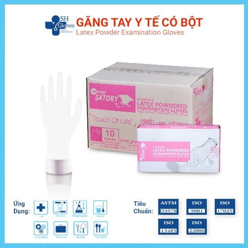 Găng tay cao su y tế có bột,bao tay cao su y tế trắng S Gloves Thái Lan hộp 100 chiếc ƯU ĐIỂM DAI- MỎNG- AN TOÀN