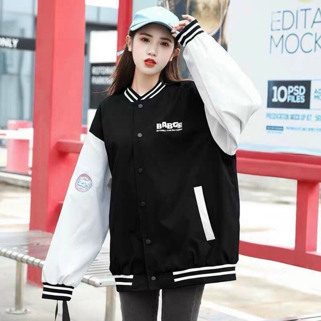 Áo khoác dù bomber jackets unisex form rộng phong cách ulzzang Hàn Quốc BABGE AKBBT03 LICHIHO 2 lớp chất lượng