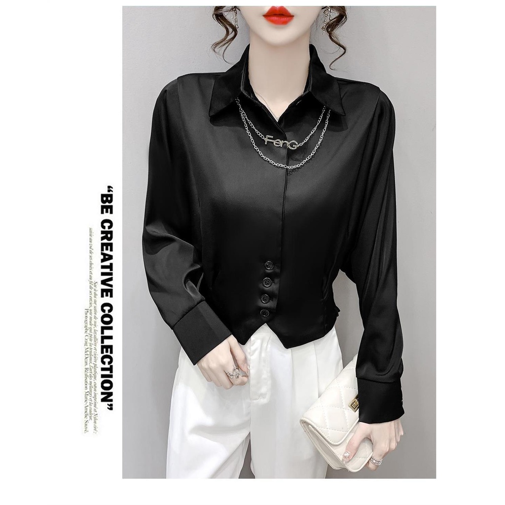 Áo Sơ Mi Tay Dài Màu Trắng Thời Trang Hàn Quốc Cho Nữ