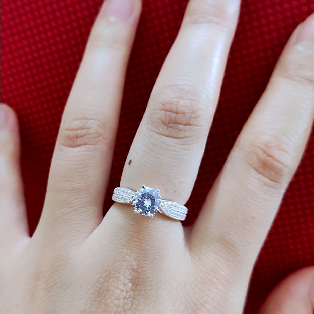Nhẫn bạc 925 Nhẫn Tiểu thư thanh lịch, thiết kế gắn đá lấp lánh tinh tế
