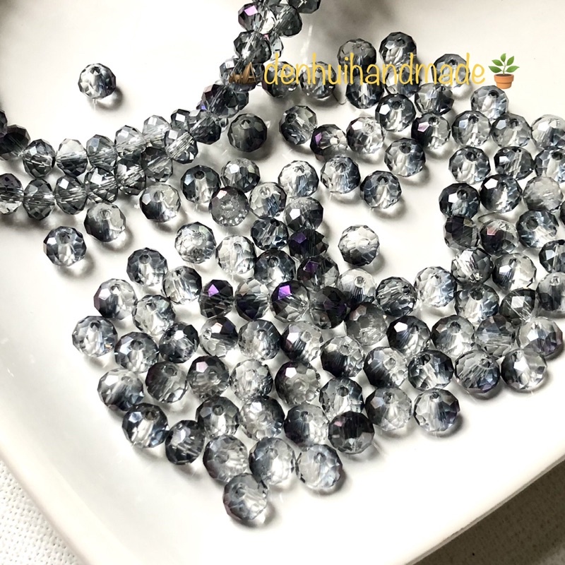50 Hạt Pha Lê Mạ Điện 2 Màu Hình Tròn Dẹp  6mm