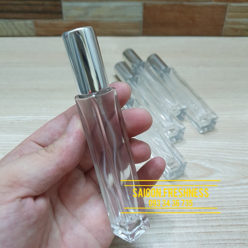 Chai lọ chiết nước hoa 10ml vuông dài, tròn dài, vỏ dày chiết nước hoa sang trọng