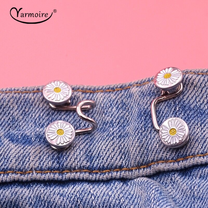 Nút kim loại hình hoa cúc nhỏ gắn lưng quần jean có thể tháo rời