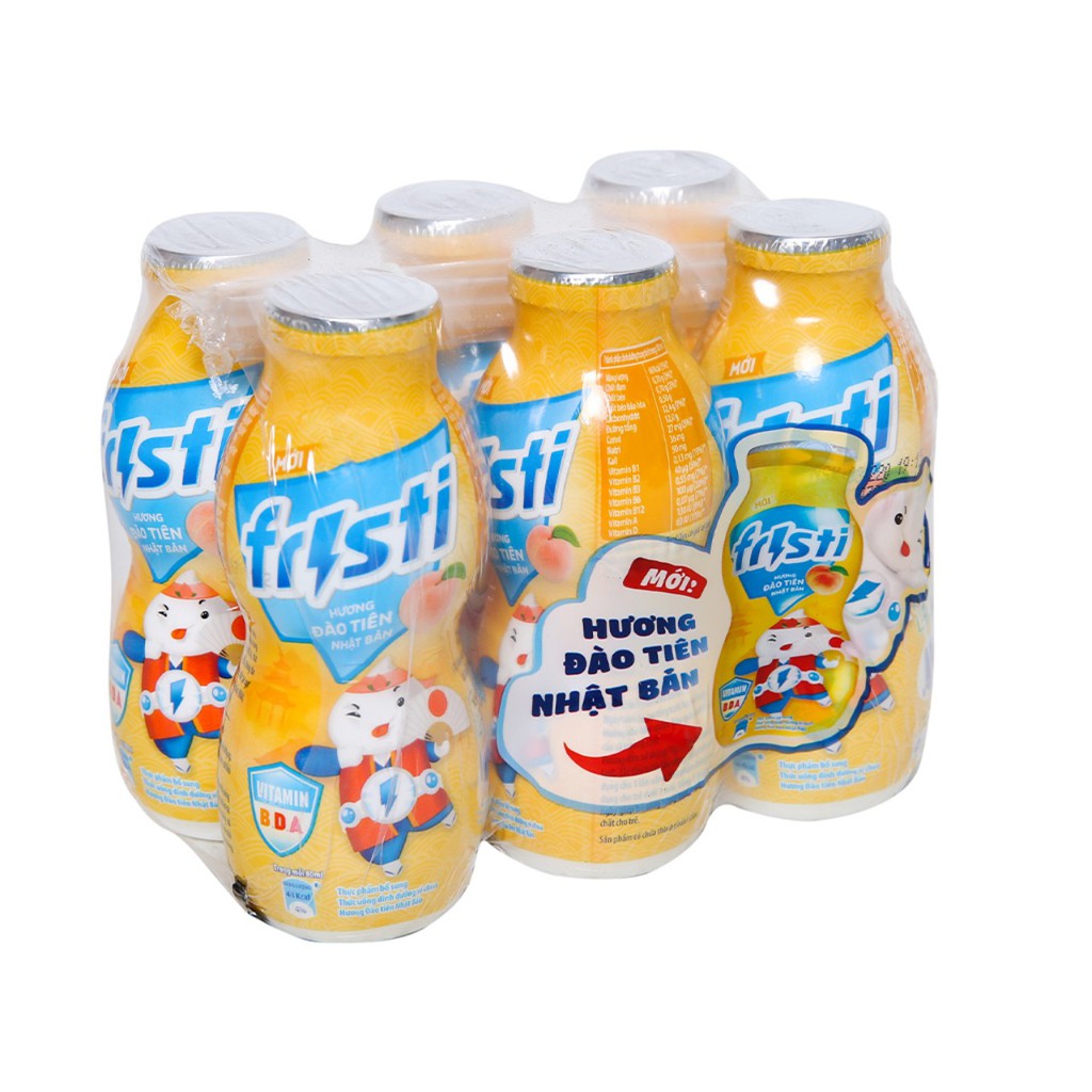 Sữa Fristi Cam / Nho / Táo / Dâu / Đào Vỉ 6 Lọ x 80ml