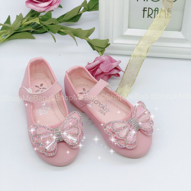 Giày búp bê da mềm nơ đá óng ánh đẹp suất sắc cho bé gái