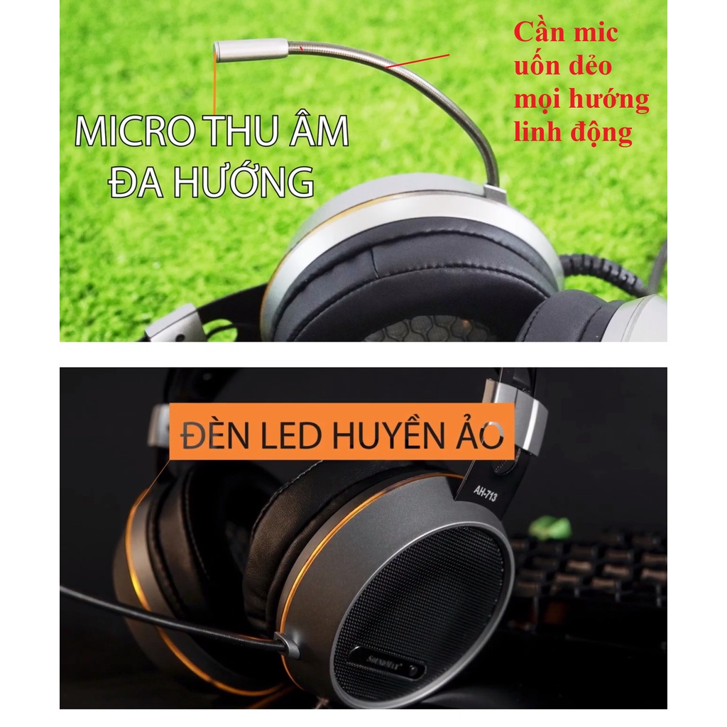 Tai nghe gaming 7.1 chụp tai 1 chân cắm USB SOUNDMAX AH-713