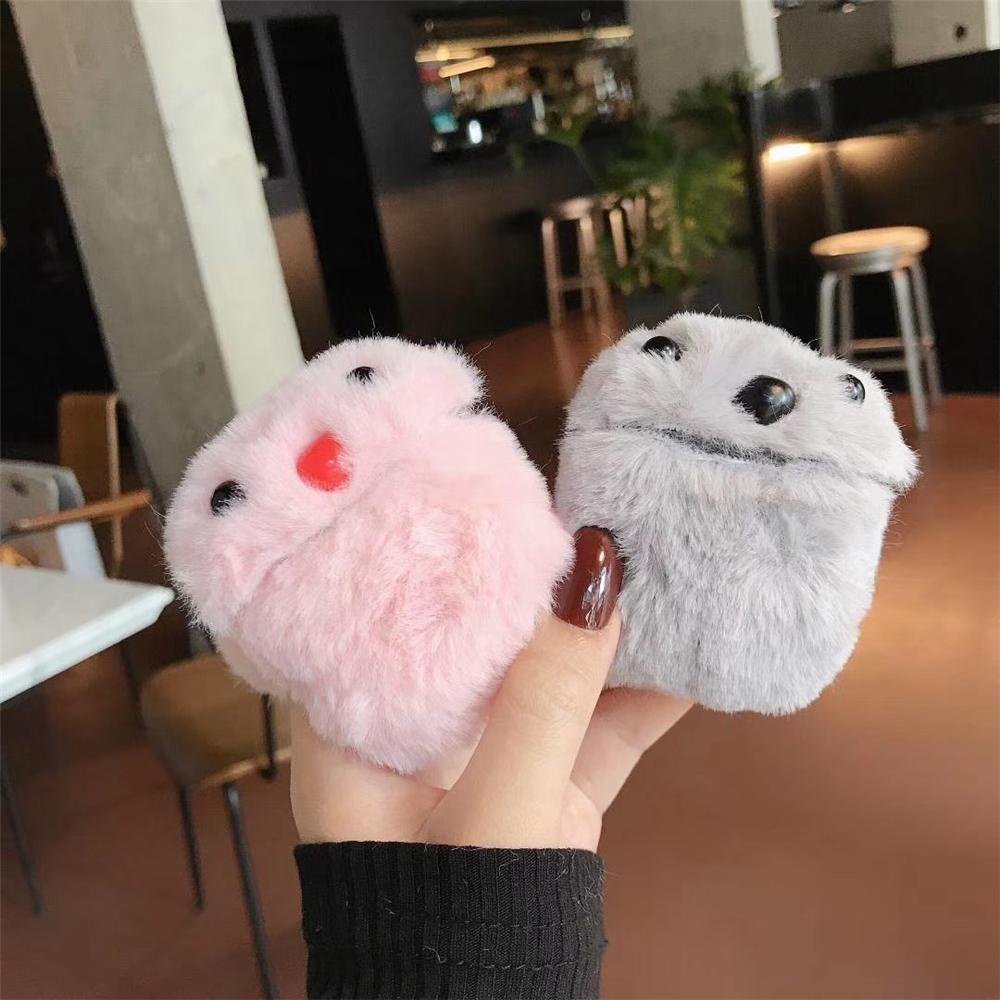 SHOUKEY Vỏ Bảo Vệ Hộp Sạc Tai Nghe Airpods 1 2 Bằng Vải Bông Hình Chú Thỏ Dễ Thương Chống Bụi