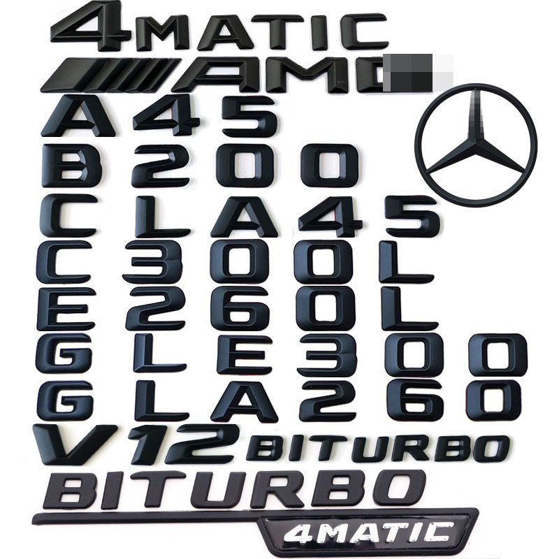 Miếng Dán Logo Màu Đen Trang Trí Đuôi Xe Hơi Mercedes-Benz A B C E GLK GLA 4MATIC