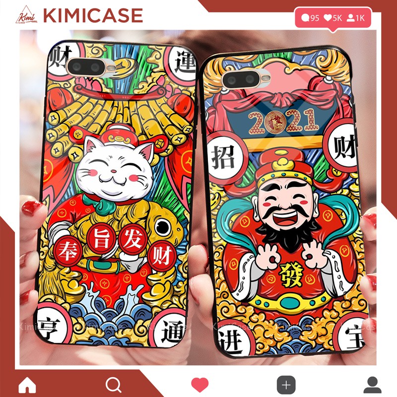 ỐP OPPO A3S / A5 / REALME C1 , A1K / REALME C2 THẦN TÀI LƯNG KÍNH ( VIDEO QUAY THẬT )