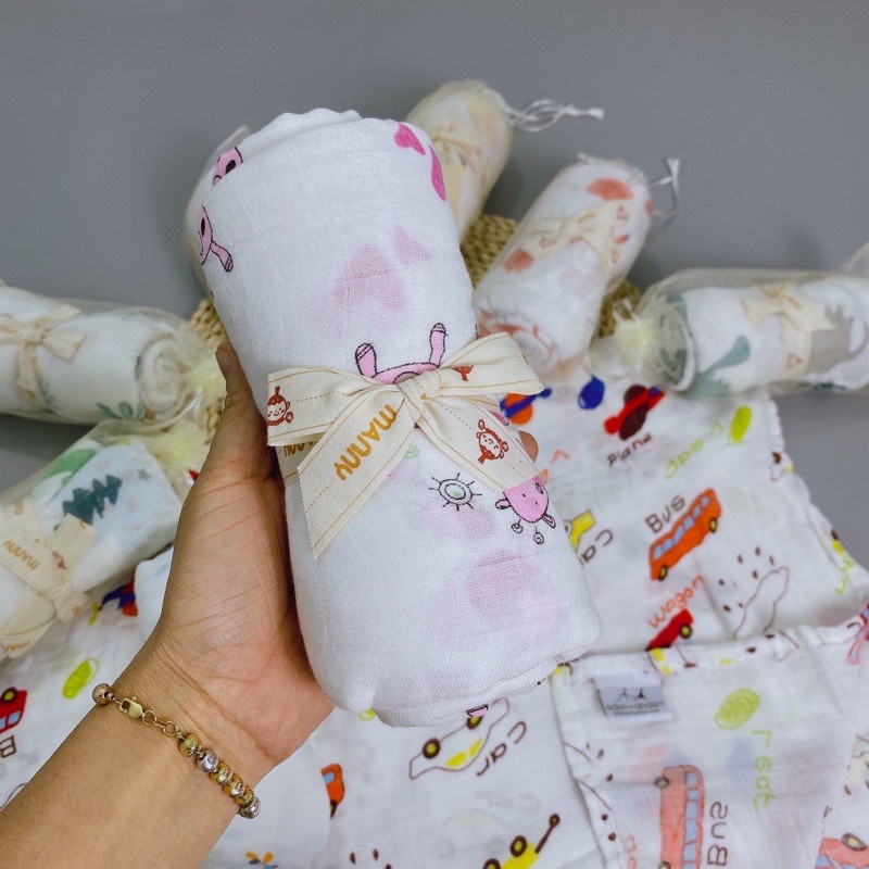 Khăn aden sợi tre siêu mềm min mẫu túi lưới cho bé trai bé gái